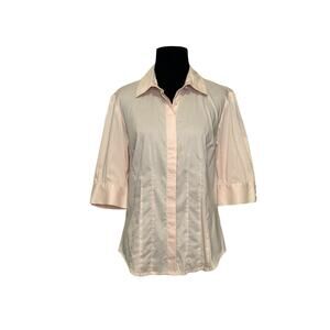 Pamela Dennis pink melon 3/4 sleeves buttoned pleated shirt size XS